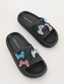 Klapki z aplikacją Reserved czarne dziecięce 601CZ-99X