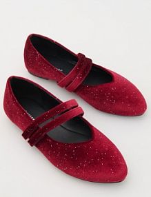 Welurowe baleriny Reserved bordowe dziecięce 909BW-83X