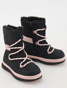 Ocieplane śniegowce z wiązaniem Reserved czarne dziecięce 913BW-99X