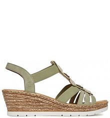 Sandały na koturnie Rieker zielone 