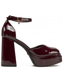 Półbuty na obcasie DeeZee bordowy damskie 