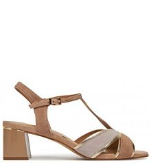 Sandały na słupku Lasocki beżowe 