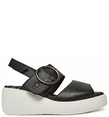 Sandały na koturnie Fly London czarne 