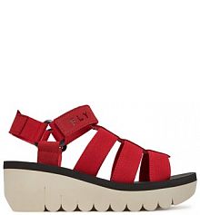 Sandały na koturnie Fly London czerwone 