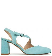 Sandały na słupku Caprice niebieskie 