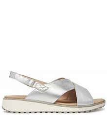 Sandały na koturnie Caprice srebrne 
