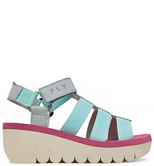 Sandały na koturnie Fly London niebieskie 