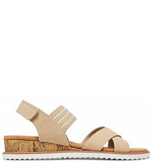 Sandały na koturnie Skechers beżowe 