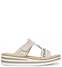 Klapki Rieker srebrne damskie 