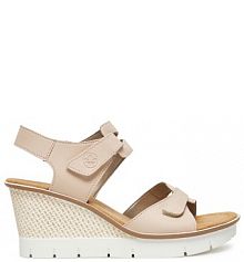 Sandały na koturnie Rieker beżowe 