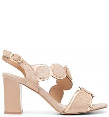 Sandały na słupku Lasocki beżowe 