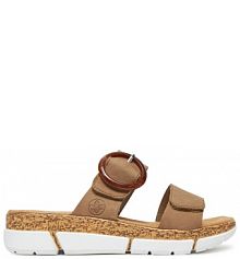 Klapki Rieker beżowe damskie 