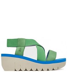 Sandały na koturnie Fly London zielone 