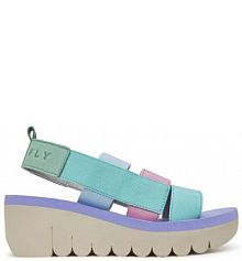 Sandały na koturnie Fly London turkusowe 