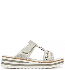 Klapki Rieker srebrne damskie 