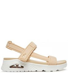 Sandały na koturnie Skechers beżowe 