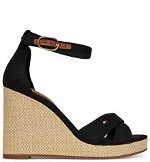 Sandały na koturnie Tommy Hilfiger czarne 