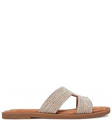 Klapki Tamaris srebrne damskie 