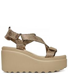 Sandały na koturnie Guess złote 