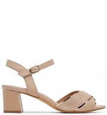 Sandały na słupku Lasocki beżowe 