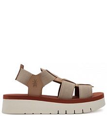 Sandały na koturnie Fly London beżowe 