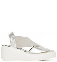 Sandały na koturnie Fly London srebrne 