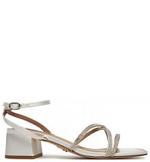 Sandały na słupku Steve Madden białe 