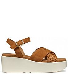 Sandały na koturnie Geox brązowe 