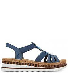 Sandały na koturnie Rieker granatowe 