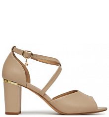 Sandały na słupku Lasocki beżowe 