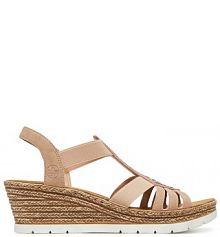 Sandały na koturnie Rieker różowe 