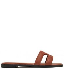 Klapki Tommy Hilfiger brązowe damskie 