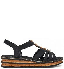 Sandały na koturnie Rieker czarne 