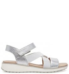 Sandały na koturnie Caprice srebrne 