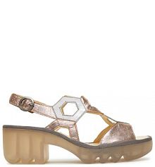 Sandały na słupku Fly London złote 