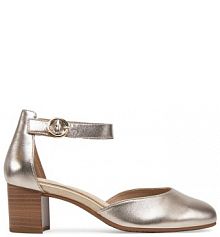 Półbuty na obcasie Tamaris złote damskie 