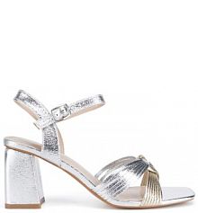 Sandały na słupku JENNY srebrne 