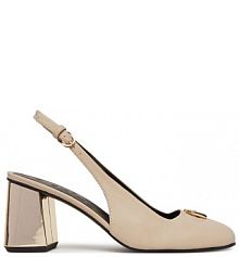 Sandały na słupku Furla beżowe 