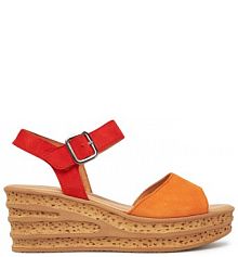 Sandały na koturnie Gabor pomarańczowe 