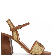 Sandały na słupku Guess beżowe 