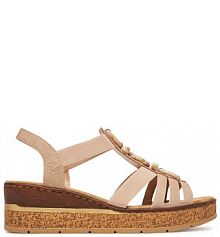 Sandały na koturnie Rieker beżowe 