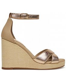 Sandały na koturnie Tommy Hilfiger złote 