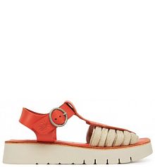 Sandały na koturnie Fly London pomarańczowe 