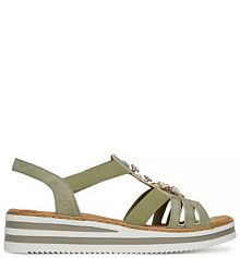 Sandały na koturnie Rieker zielone 