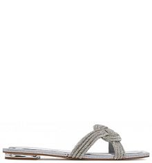 Klapki Aldo srebrne damskie 