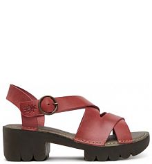 Sandały na słupku Fly London czerwone 