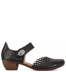 Półbuty na obcasie Rieker czarne damskie 