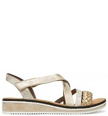 Sandały na koturnie Rieker złote 