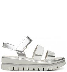 Sandały na koturnie Gabor srebrne 