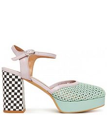 Sandały na słupku Fly London turkusowe 